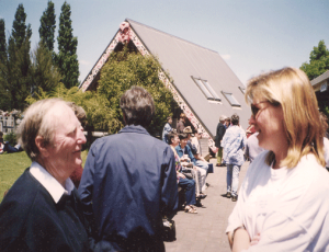 Merv Hancock and Sonya Hunt at the Kiririroa Marae, 1998.