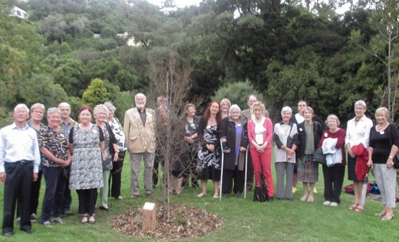 Attendees at the Otago Branch tree ceremonial C50 tree planting.