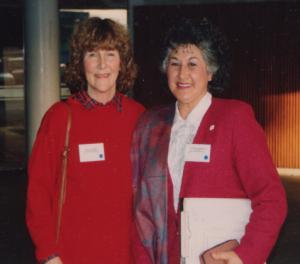 Kara Coombes and Lynette Stewart (President) at the Wanganui Conference, 1993.